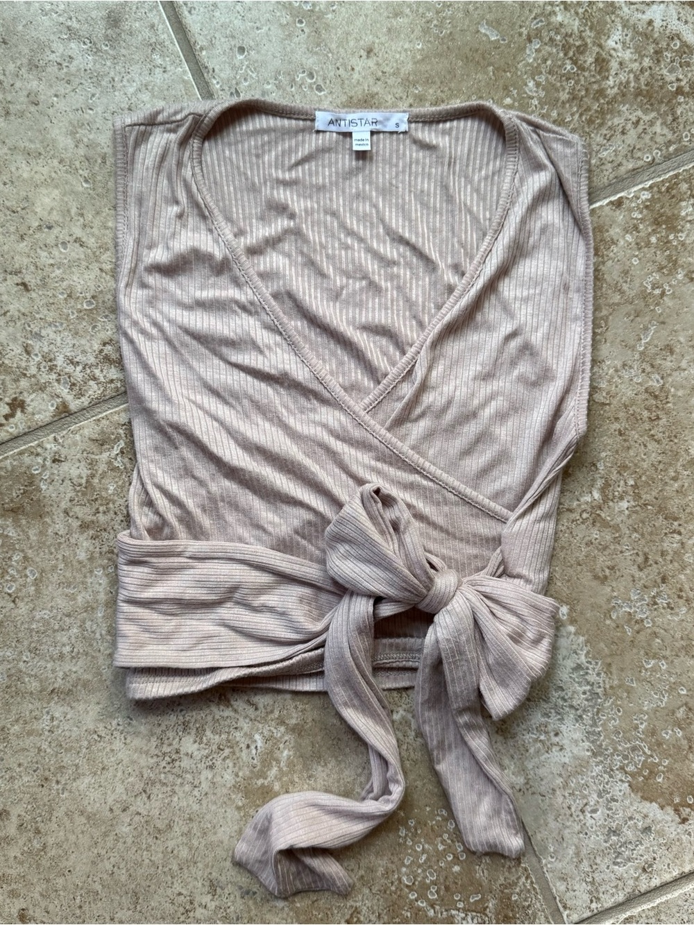 Antistar taupe wrap top
